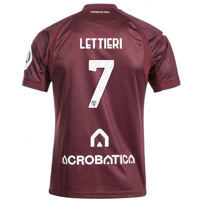 Danxen Kvinnor Jessica Lettieri #7 Rödbrun Vit Hemmatröja Matchtröjor 2024/25 Tröjor T-Tröja