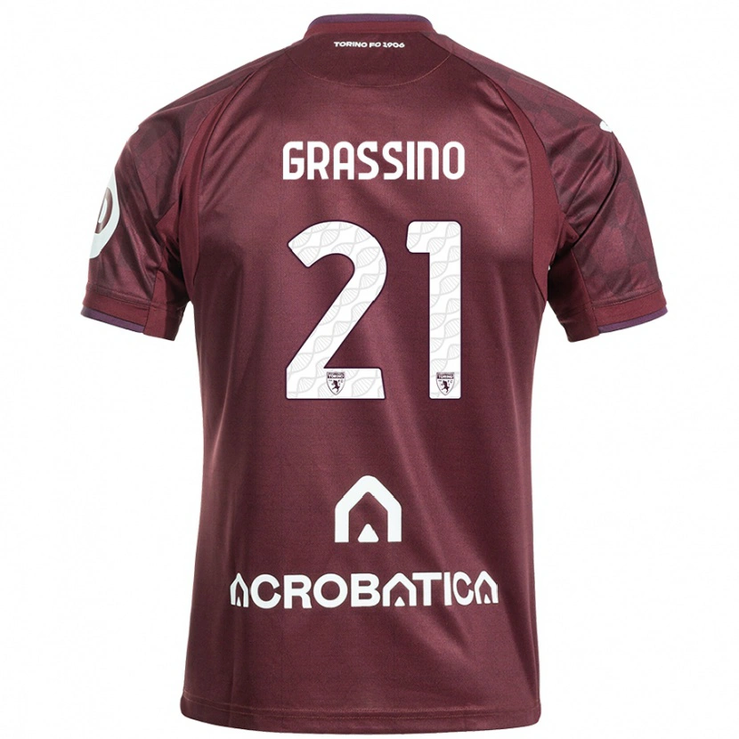 Danxen Kvinnor Giulia Grassino #21 Rödbrun Vit Hemmatröja Matchtröjor 2024/25 Tröjor T-Tröja