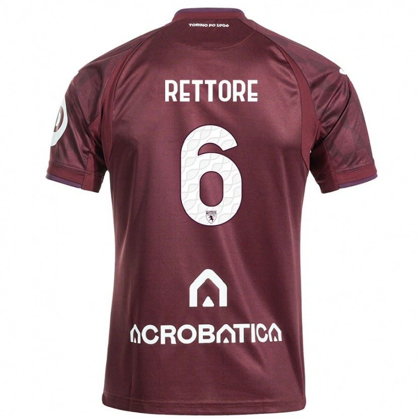 Danxen Kvinnor Mirko Rettore #6 Rödbrun Vit Hemmatröja Matchtröjor 2024/25 Tröjor T-Tröja