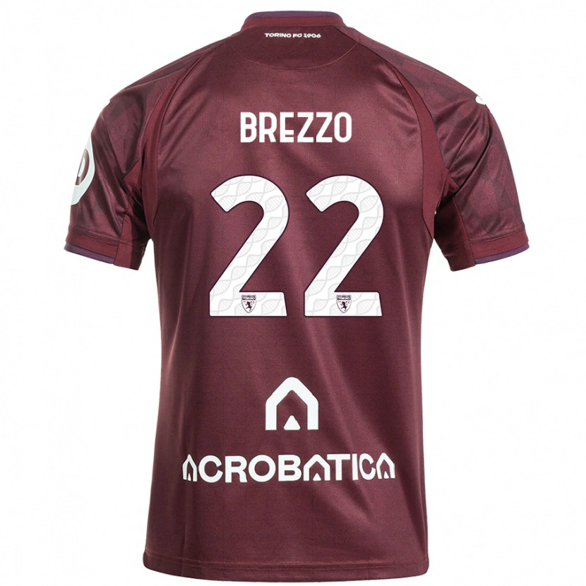 Danxen Kvinnor Matteo Brezzo #22 Rödbrun Vit Hemmatröja Matchtröjor 2024/25 Tröjor T-Tröja