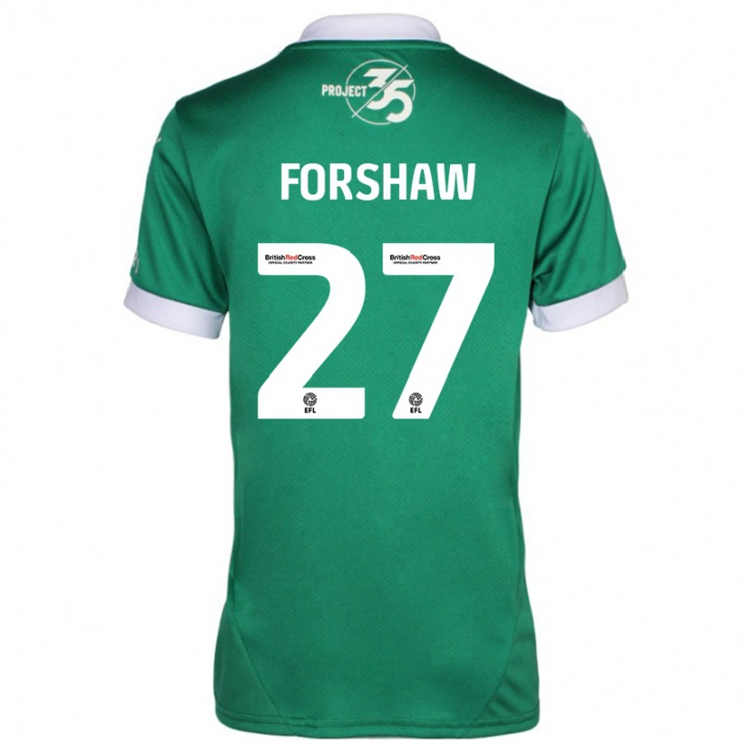 Danxen Kvinnor Adam Forshaw #27 Grön Vit Hemmatröja Matchtröjor 2024/25 Tröjor T-Tröja