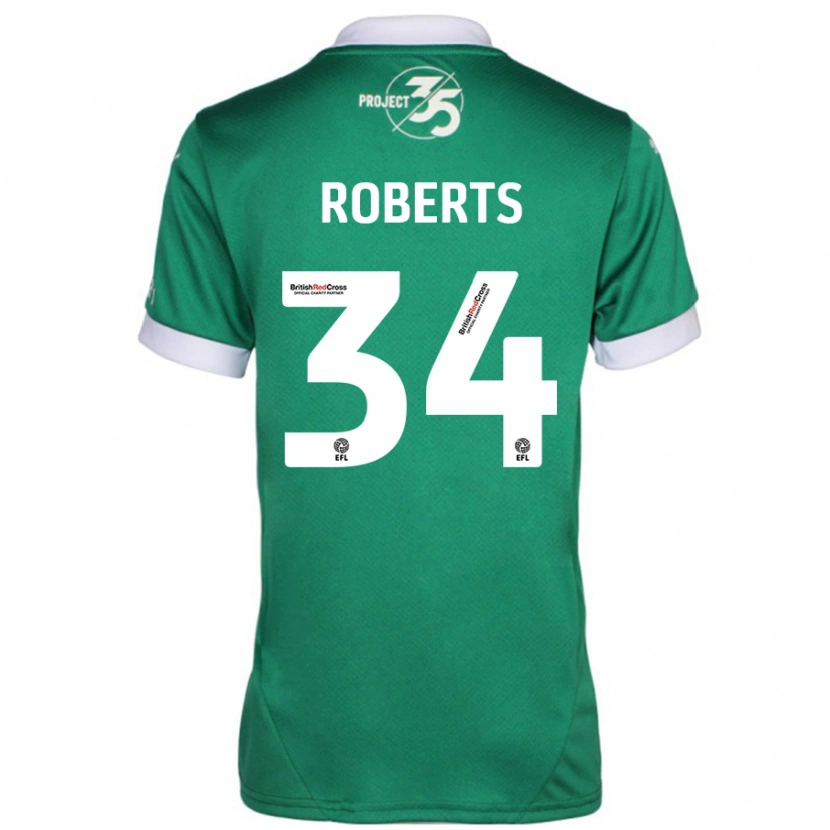 Danxen Kvinnor Caleb Roberts #34 Grön Vit Hemmatröja Matchtröjor 2024/25 Tröjor T-Tröja