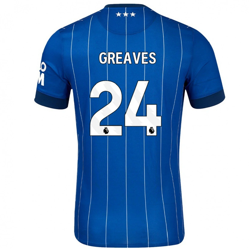 Danxen Kvinnor Jacob Greaves #24 Marinblå Hemmatröja Matchtröjor 2024/25 Tröjor T-Tröja