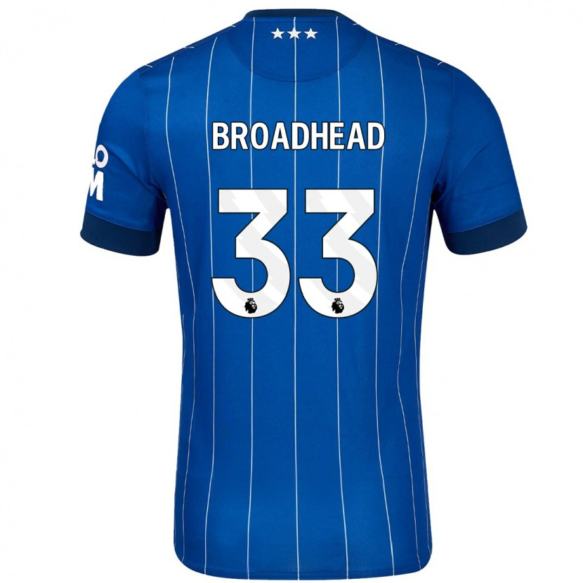 Danxen Kvinnor Nathan Broadhead #33 Marinblå Hemmatröja Matchtröjor 2024/25 Tröjor T-Tröja
