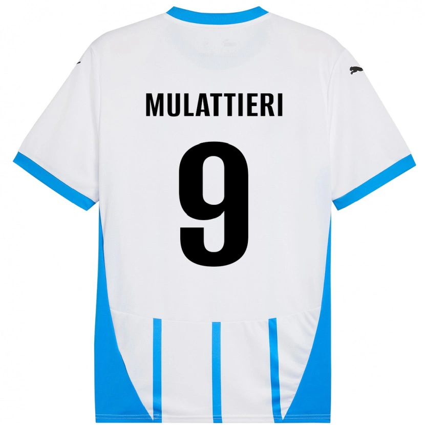 Danxen Kvinnor Samuele Mulattieri #9 Vit Blå Bortatröja Matchtröjor 2024/25 Tröjor T-Tröja