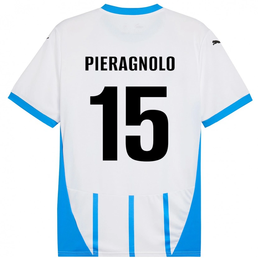 Danxen Kvinnor Edoardo Pieragnolo #15 Vit Blå Bortatröja Matchtröjor 2024/25 Tröjor T-Tröja