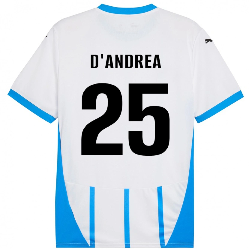 Danxen Kvinnor Luca D'andrea #25 Vit Blå Bortatröja Matchtröjor 2024/25 Tröjor T-Tröja