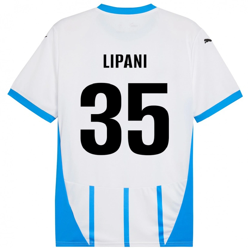 Danxen Kvinnor Luca Lipani #35 Vit Blå Bortatröja Matchtröjor 2024/25 Tröjor T-Tröja