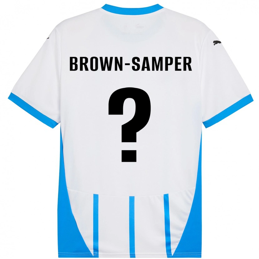 Danxen Kvinnor Isaac Brown-Samper #0 Vit Blå Bortatröja Matchtröjor 2024/25 Tröjor T-Tröja