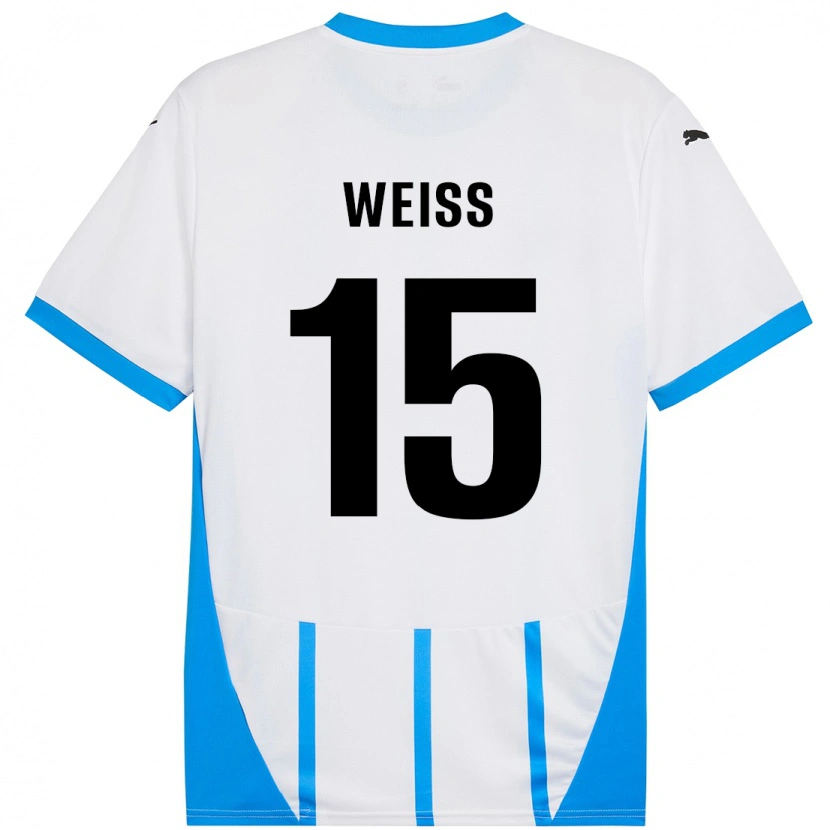 Danxen Kvinnor David Weiss #15 Vit Blå Bortatröja Matchtröjor 2024/25 Tröjor T-Tröja