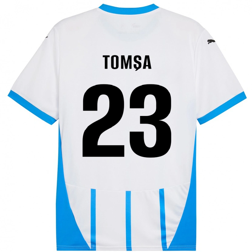 Danxen Kvinnor Troy Tomșa #23 Vit Blå Bortatröja Matchtröjor 2024/25 Tröjor T-Tröja