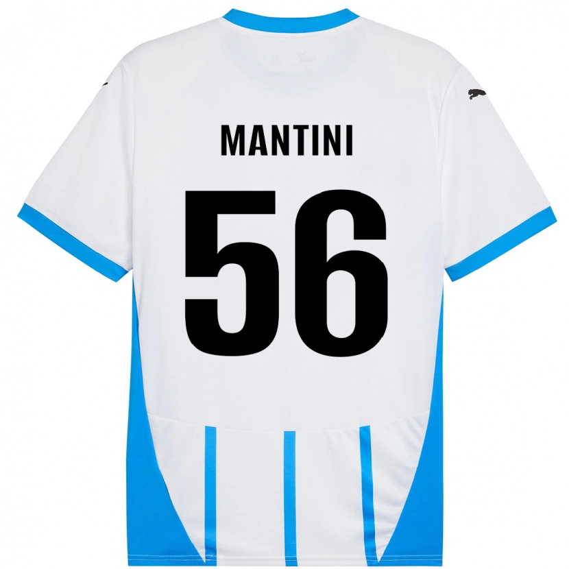 Danxen Kvinnor Raffaele Mantini #56 Vit Blå Bortatröja Matchtröjor 2024/25 Tröjor T-Tröja