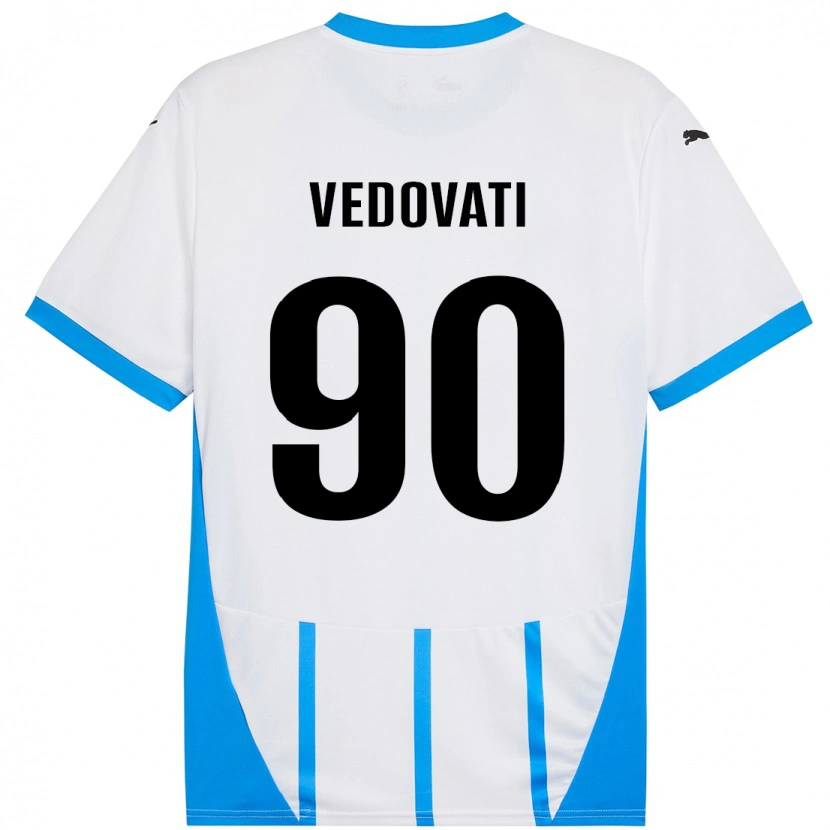 Danxen Kvinnor Gabriele Vedovati #90 Vit Blå Bortatröja Matchtröjor 2024/25 Tröjor T-Tröja