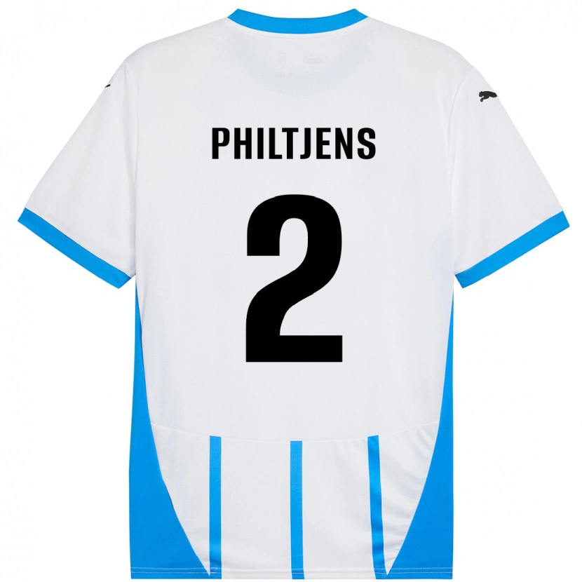 Danxen Kvinnor Davina Philtjens #2 Vit Blå Bortatröja Matchtröjor 2024/25 Tröjor T-Tröja