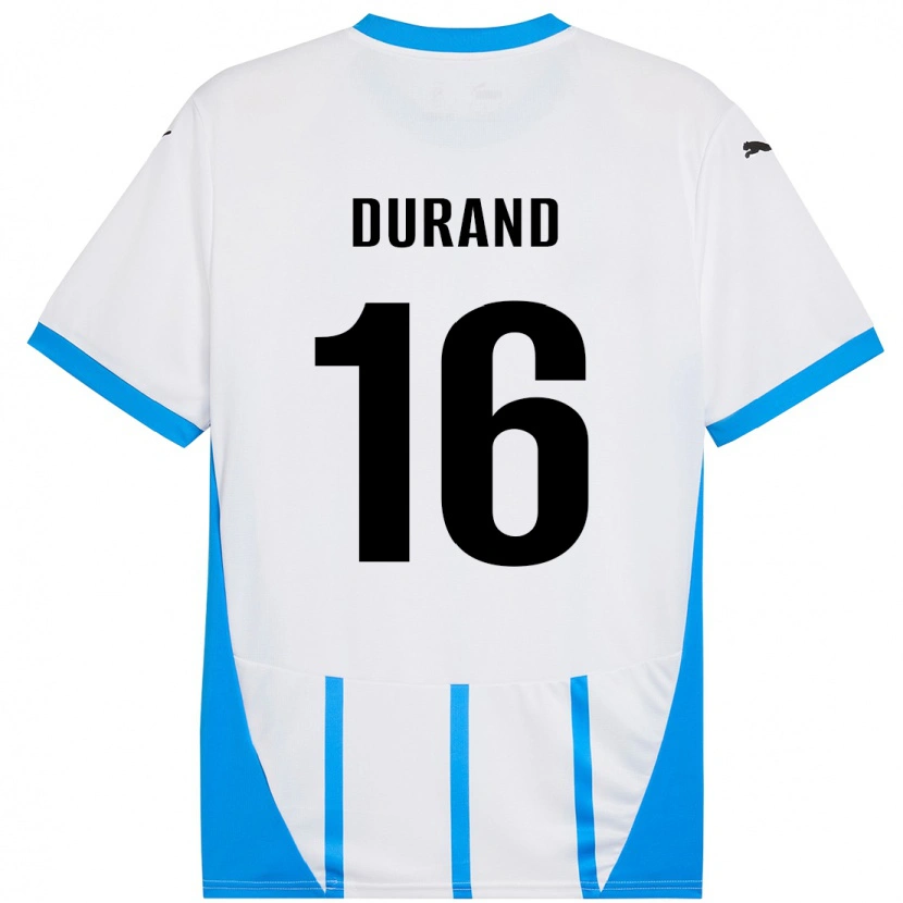 Danxen Kvinnor Solène Durand #16 Vit Blå Bortatröja Matchtröjor 2024/25 Tröjor T-Tröja