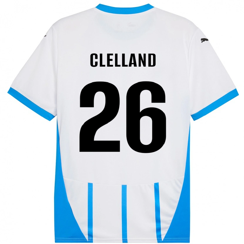Danxen Kvinnor Lana Clelland #26 Vit Blå Bortatröja Matchtröjor 2024/25 Tröjor T-Tröja