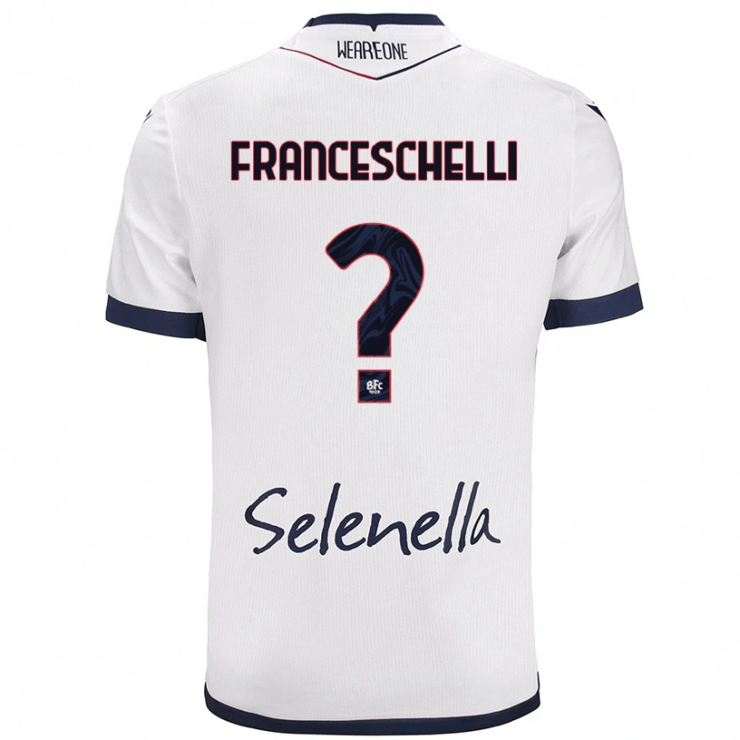 Danxen Kvinnor Matteo Franceschelli #0 Vit Kungsblå Bortatröja Matchtröjor 2024/25 Tröjor T-Tröja