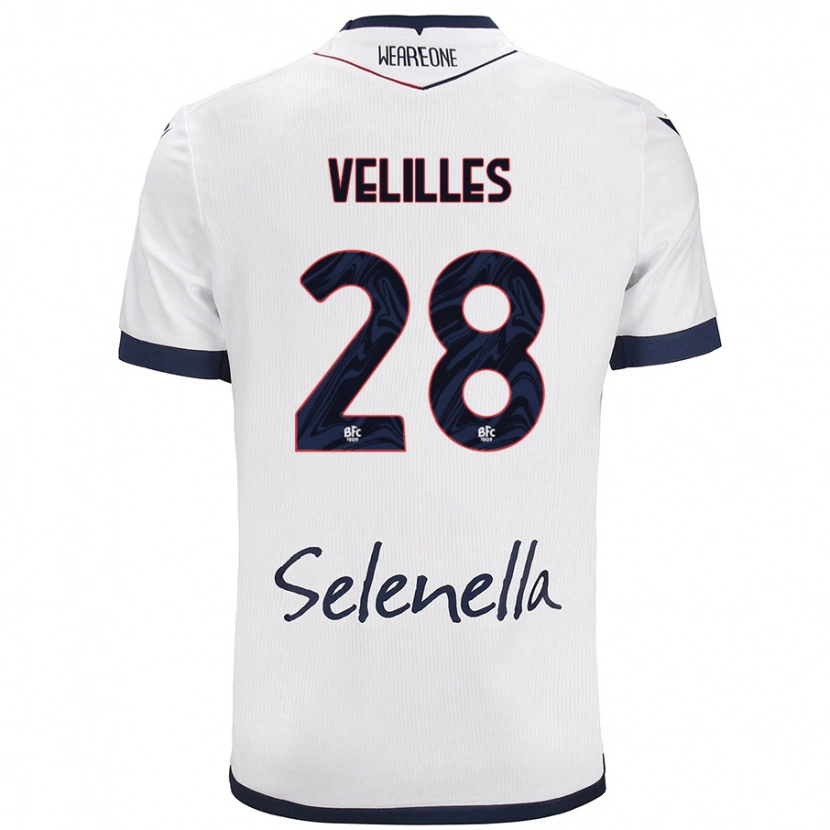 Danxen Kvinnor Aarón Velilles #28 Vit Kungsblå Bortatröja Matchtröjor 2024/25 Tröjor T-Tröja
