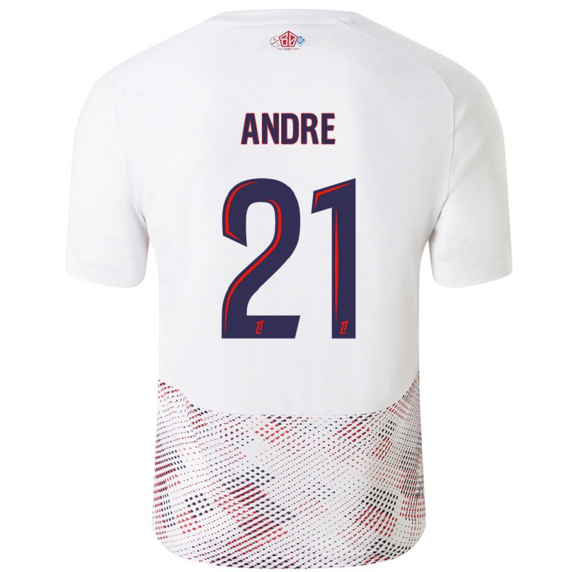 Danxen Kvinnor Benjamin André #21 Vit Kungsblå Bortatröja Matchtröjor 2024/25 Tröjor T-Tröja