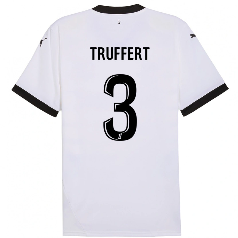 Danxen Kvinnor Adrien Truffert #3 Vit Svart Bortatröja Matchtröjor 2024/25 Tröjor T-Tröja
