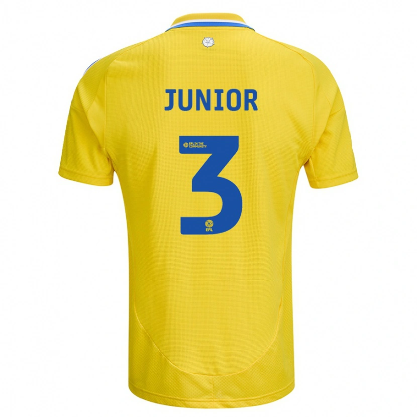 Danxen Kvinnor Junior Firpo #3 Gul Blå Bortatröja Matchtröjor 2024/25 Tröjor T-Tröja