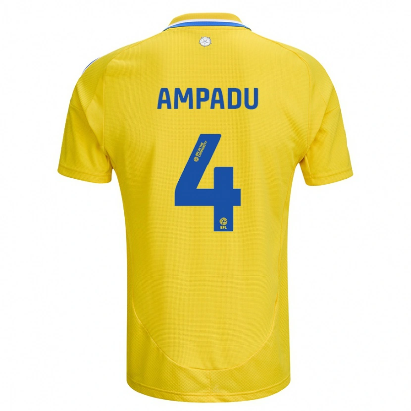 Danxen Kvinnor Ethan Ampadu #4 Gul Blå Bortatröja Matchtröjor 2024/25 Tröjor T-Tröja