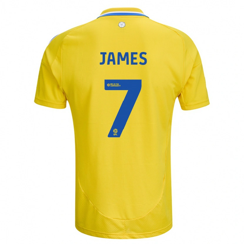 Danxen Kvinnor Daniel James #7 Gul Blå Bortatröja Matchtröjor 2024/25 Tröjor T-Tröja