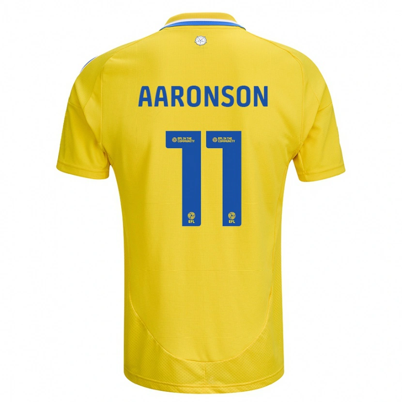 Danxen Kvinnor Brenden Aaronson #11 Gul Blå Bortatröja Matchtröjor 2024/25 Tröjor T-Tröja