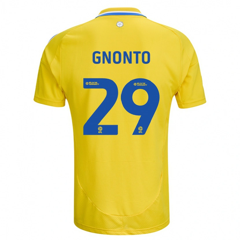 Danxen Kvinnor Wilfried Gnonto #29 Gul Blå Bortatröja Matchtröjor 2024/25 Tröjor T-Tröja