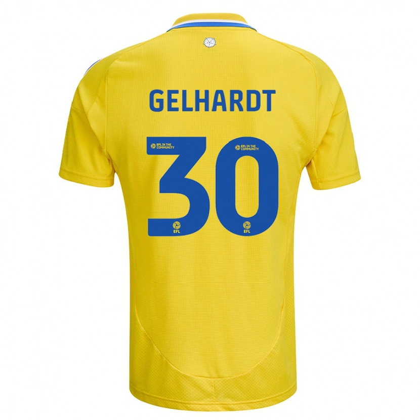Danxen Kvinnor Joe Gelhardt #30 Gul Blå Bortatröja Matchtröjor 2024/25 Tröjor T-Tröja