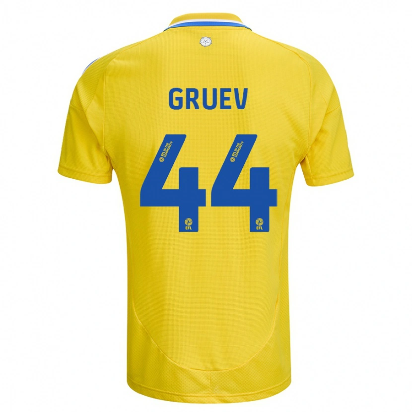 Danxen Kvinnor Ilia Gruev #44 Gul Blå Bortatröja Matchtröjor 2024/25 Tröjor T-Tröja