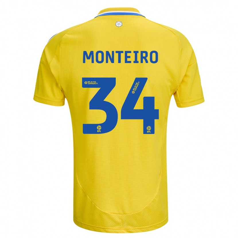 Danxen Kvinnor Diogo Monteiro #34 Gul Blå Bortatröja Matchtröjor 2024/25 Tröjor T-Tröja