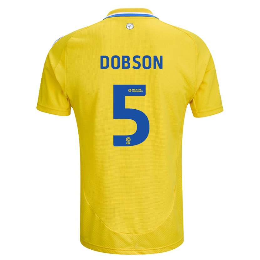 Danxen Kvinnor Ellie Dobson #5 Gul Blå Bortatröja Matchtröjor 2024/25 Tröjor T-Tröja