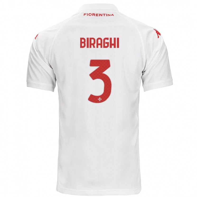 Danxen Kvinnor Cristiano Biraghi #3 Vit Bortatröja Matchtröjor 2024/25 Tröjor T-Tröja