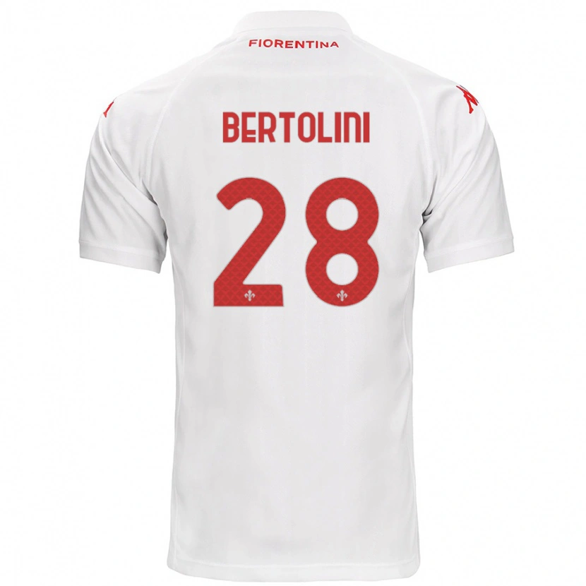Danxen Kvinnor Gabriele Bertolini #28 Vit Bortatröja Matchtröjor 2024/25 Tröjor T-Tröja