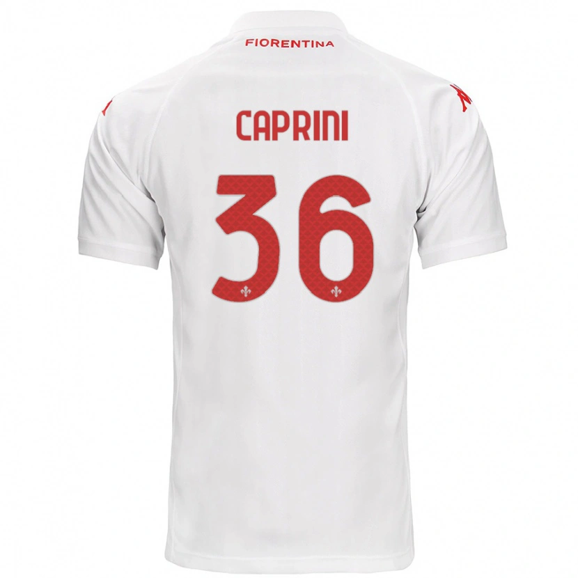 Danxen Kvinnor Maat Daniel Caprini #36 Vit Bortatröja Matchtröjor 2024/25 Tröjor T-Tröja
