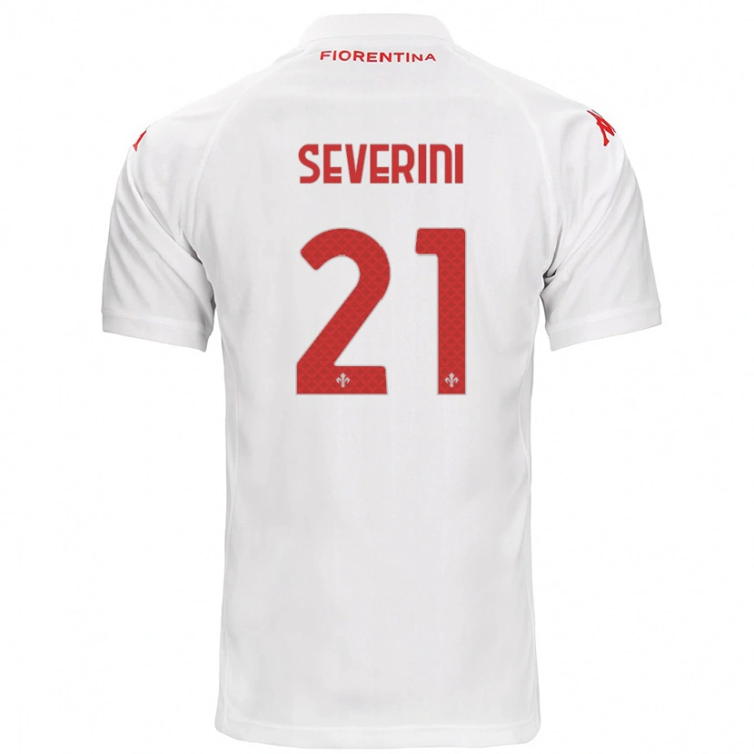 Danxen Kvinnor Emma Severini #21 Vit Bortatröja Matchtröjor 2024/25 Tröjor T-Tröja