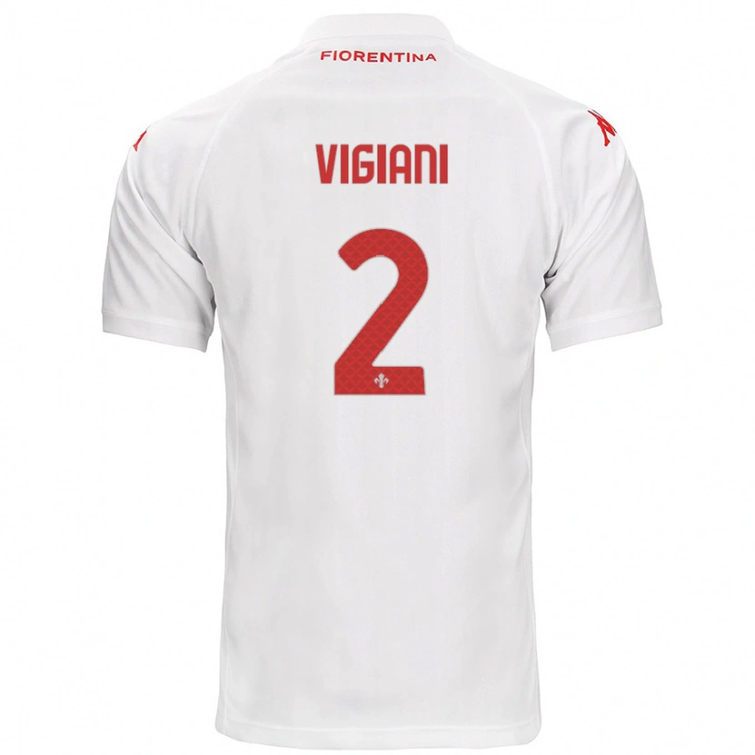 Danxen Kvinnor Lorenzo Vigiani #2 Vit Bortatröja Matchtröjor 2024/25 Tröjor T-Tröja