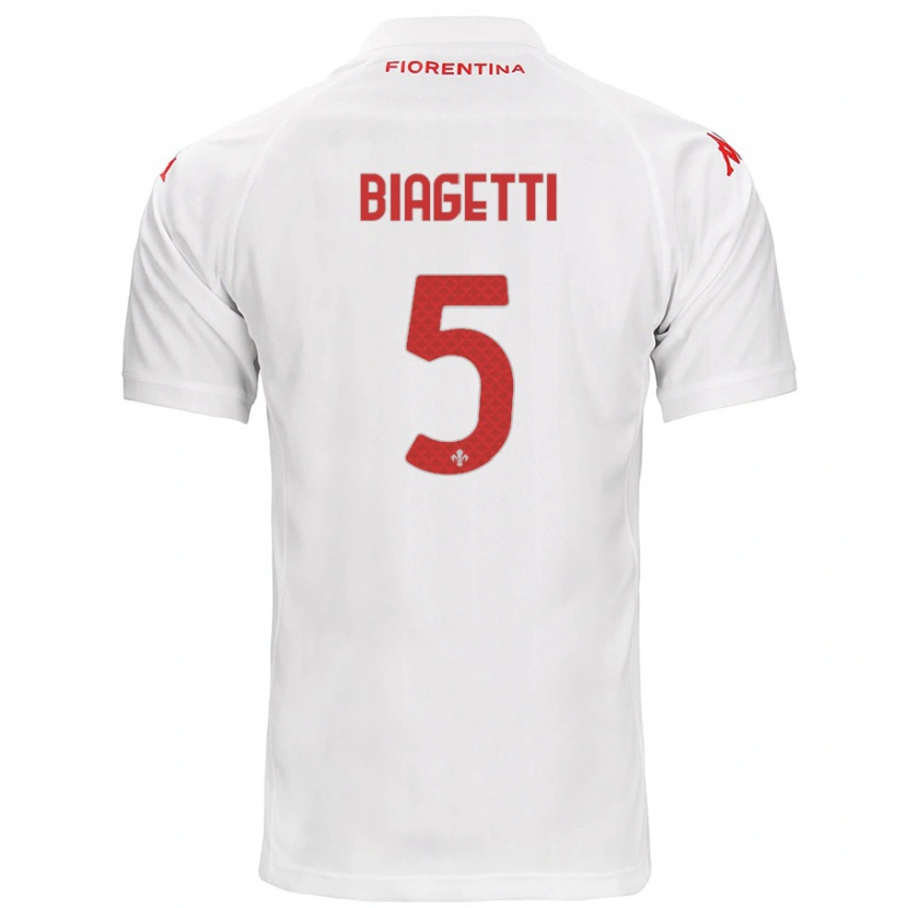 Danxen Kvinnor Christian Biagetti #5 Vit Bortatröja Matchtröjor 2024/25 Tröjor T-Tröja