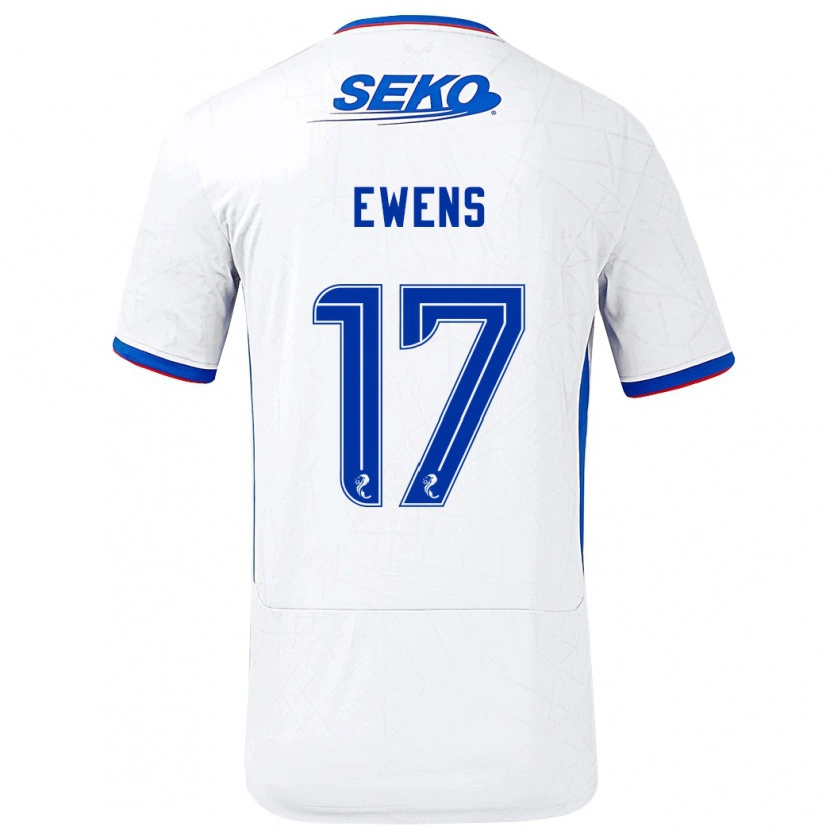 Danxen Kvinnor Sarah Ewens #17 Vit Blå Bortatröja Matchtröjor 2024/25 Tröjor T-Tröja