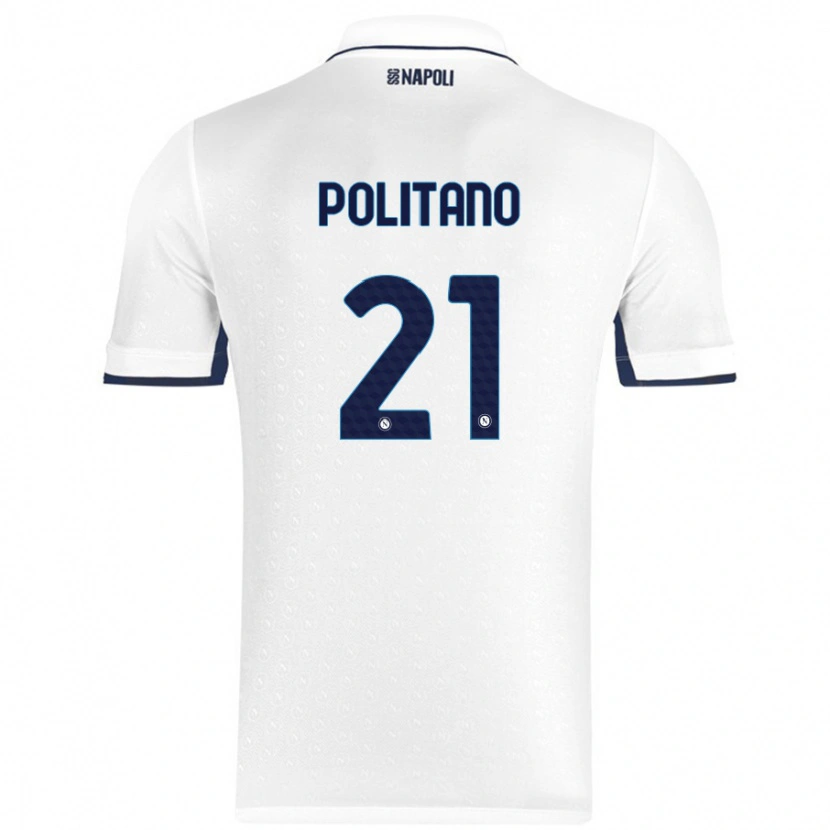 Danxen Kvinnor Matteo Politano #21 Vit Kungsblå Bortatröja Matchtröjor 2024/25 Tröjor T-Tröja