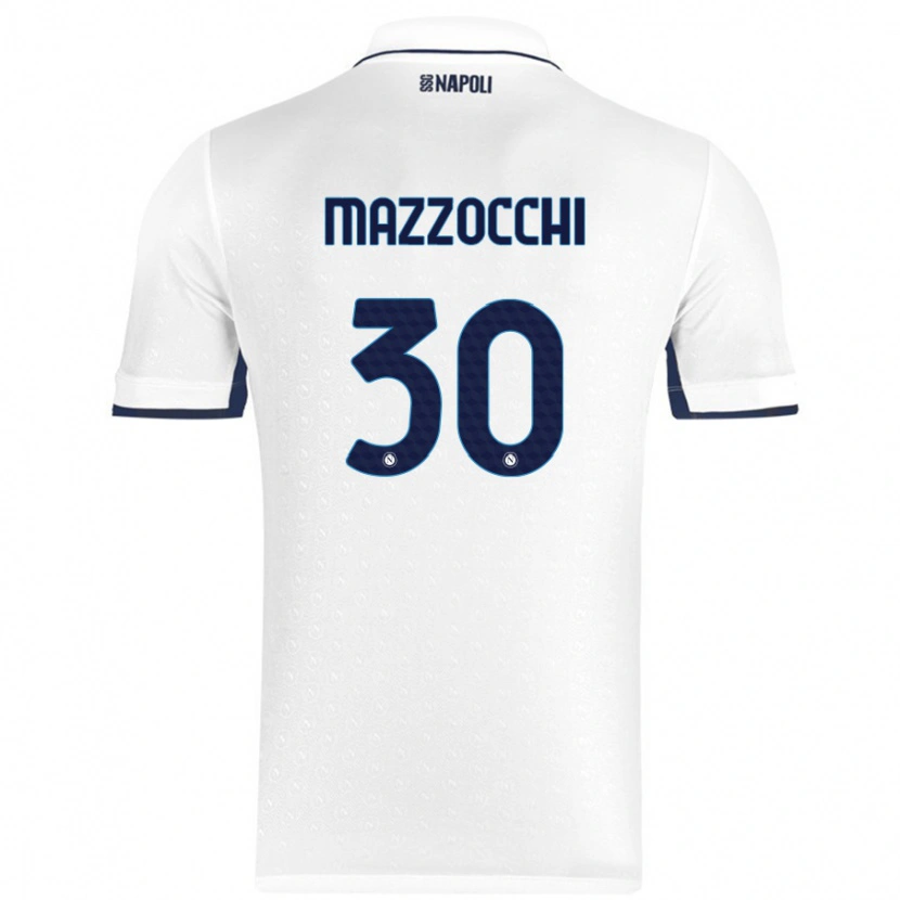 Danxen Kvinnor Pasquale Mazzocchi #30 Vit Kungsblå Bortatröja Matchtröjor 2024/25 Tröjor T-Tröja