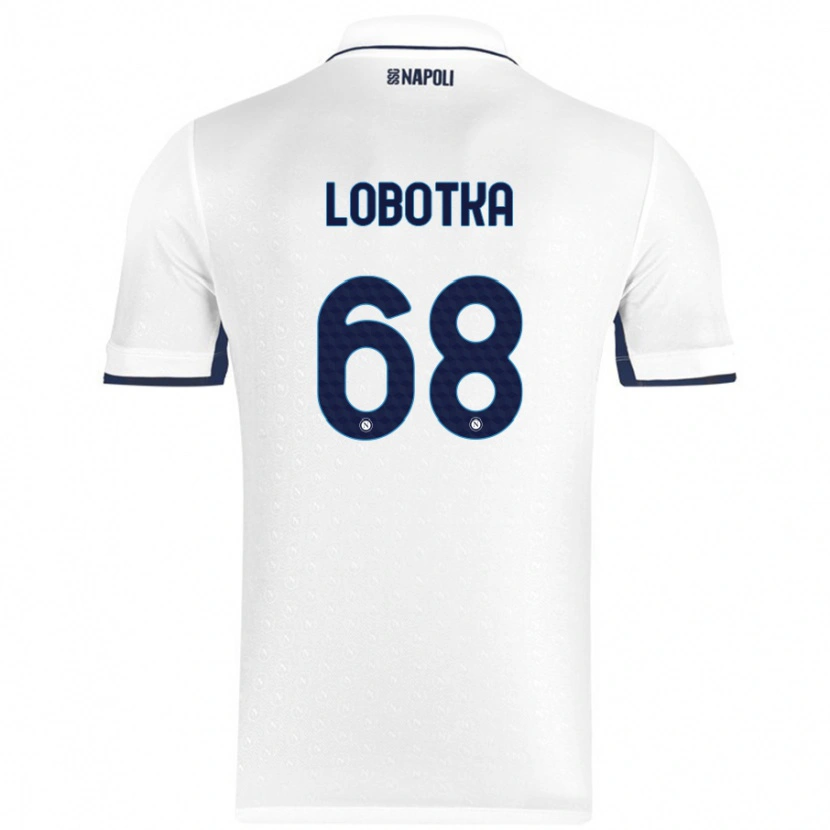 Danxen Kvinnor Stanislav Lobotka #68 Vit Kungsblå Bortatröja Matchtröjor 2024/25 Tröjor T-Tröja