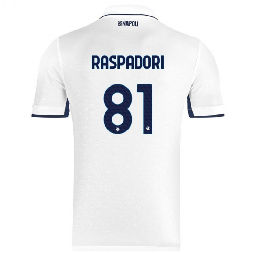 Danxen Kvinnor Giacomo Raspadori #81 Vit Kungsblå Bortatröja Matchtröjor 2024/25 Tröjor T-Tröja