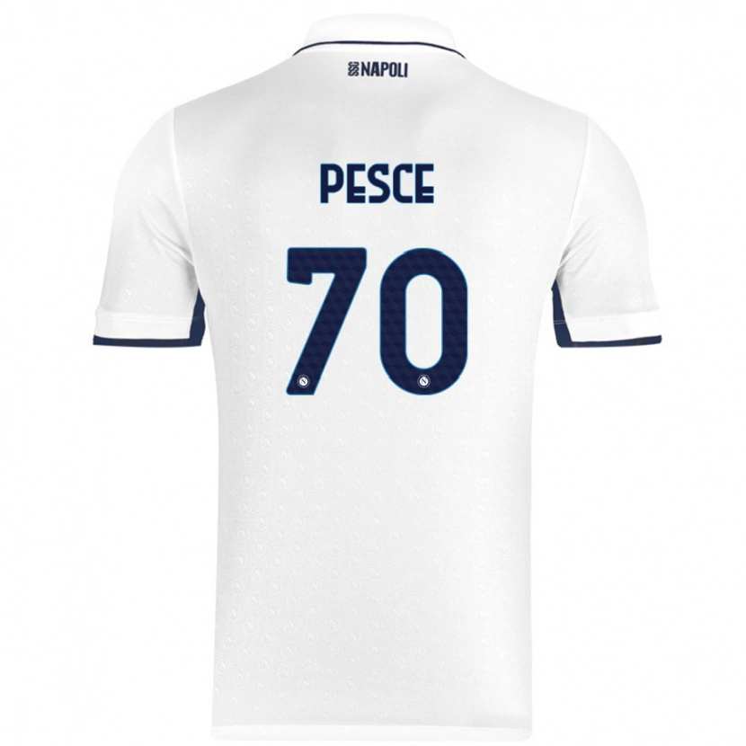 Danxen Kvinnor Antonio Pesce #70 Vit Kungsblå Bortatröja Matchtröjor 2024/25 Tröjor T-Tröja