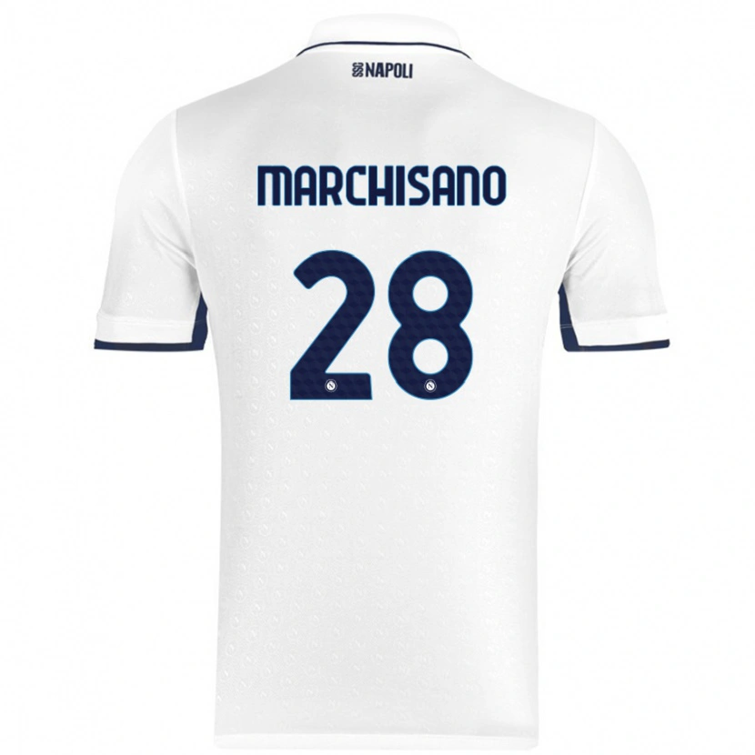 Danxen Kvinnor Matteo Marchisano #28 Vit Kungsblå Bortatröja Matchtröjor 2024/25 Tröjor T-Tröja