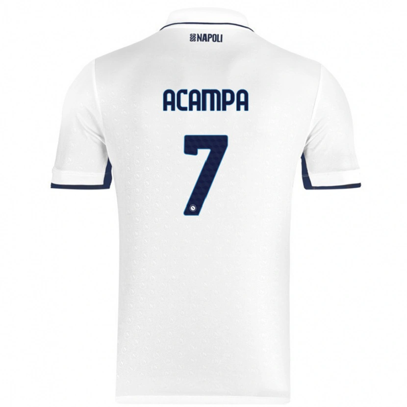 Danxen Kvinnor Davide Acampa #7 Vit Kungsblå Bortatröja Matchtröjor 2024/25 Tröjor T-Tröja