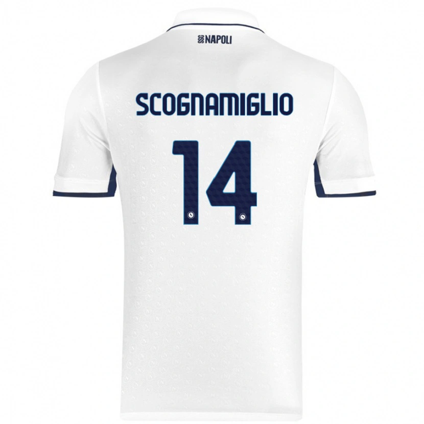 Danxen Kvinnor Fabio Scognamiglio #14 Vit Kungsblå Bortatröja Matchtröjor 2024/25 Tröjor T-Tröja