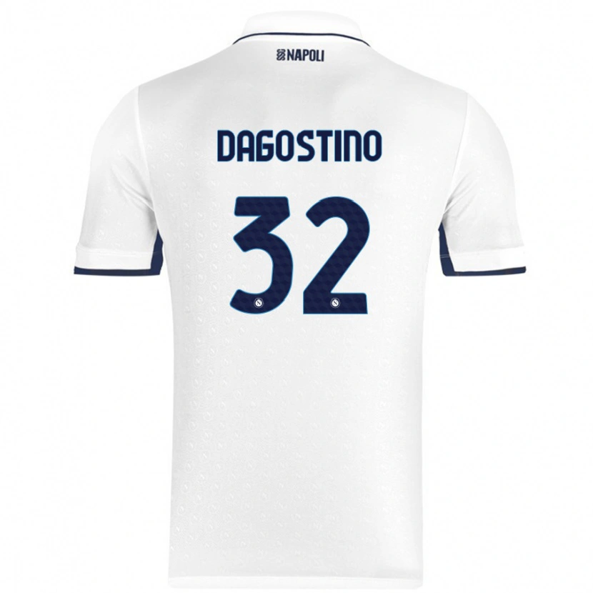 Danxen Kvinnor Giuseppe Dagostino #32 Vit Kungsblå Bortatröja Matchtröjor 2024/25 Tröjor T-Tröja