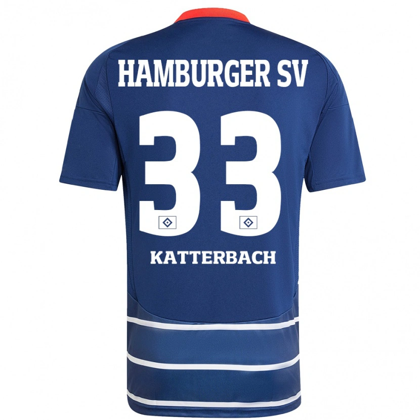 Danxen Kvinnor Noah Katterbach #33 Mörkblå Bortatröja Matchtröjor 2024/25 Tröjor T-Tröja